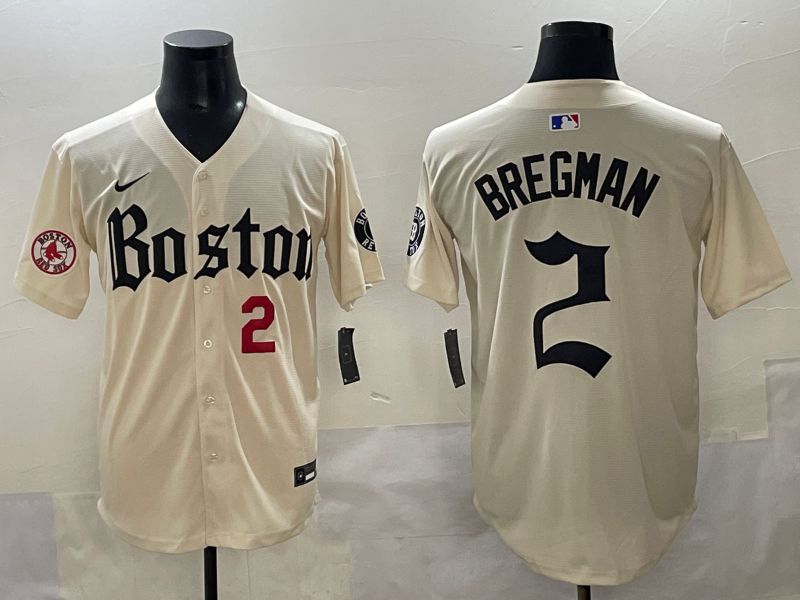 Men 2025 Boston Red Sox #2 Bregman Cream Five generations Joint Name Nike MLB Jersey style 9->boston red sox->MLB Jersey